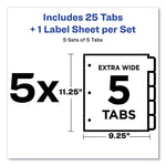 Print and Apply Index Maker Clear Label Dividers, Extra Wide Tab, 5-Tab, White Tabs, 11.25 x 9.25, White, 5 Sets
