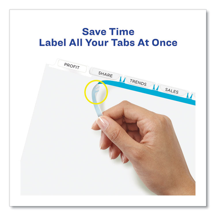 Print and Apply Index Maker Clear Label Dividers, Extra Wide Tab, 5-Tab, White Tabs, 11.25 x 9.25, White, 5 Sets