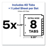 Print and Apply Index Maker Clear Label Dividers, Extra Wide Tabs, 8-Tab, 11.25 x 9.25, White, 5 Sets