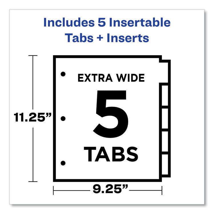 Insertable Big Tab Plastic 1-Pocket Dividers, 5-Tab, 11.13 X 9.25, Assorted, 1 Set