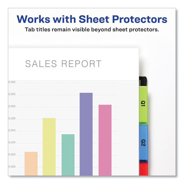 Insertable Big Tab Plastic 2-Pocket Dividers, 5-Tab, 11.13 X 9.25, Assorted, 1 Set