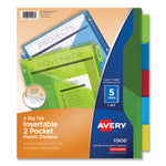 Insertable Big Tab Plastic 2-Pocket Dividers, 5-Tab, 11.13 X 9.25, Assorted, 1 Set