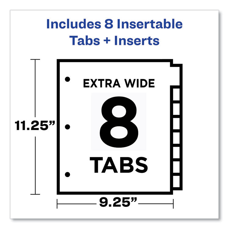 Insertable Big Tab Plastic 2-Pocket Dividers, 8-Tab, 11.13 X 9.25, Assorted, 1 Set