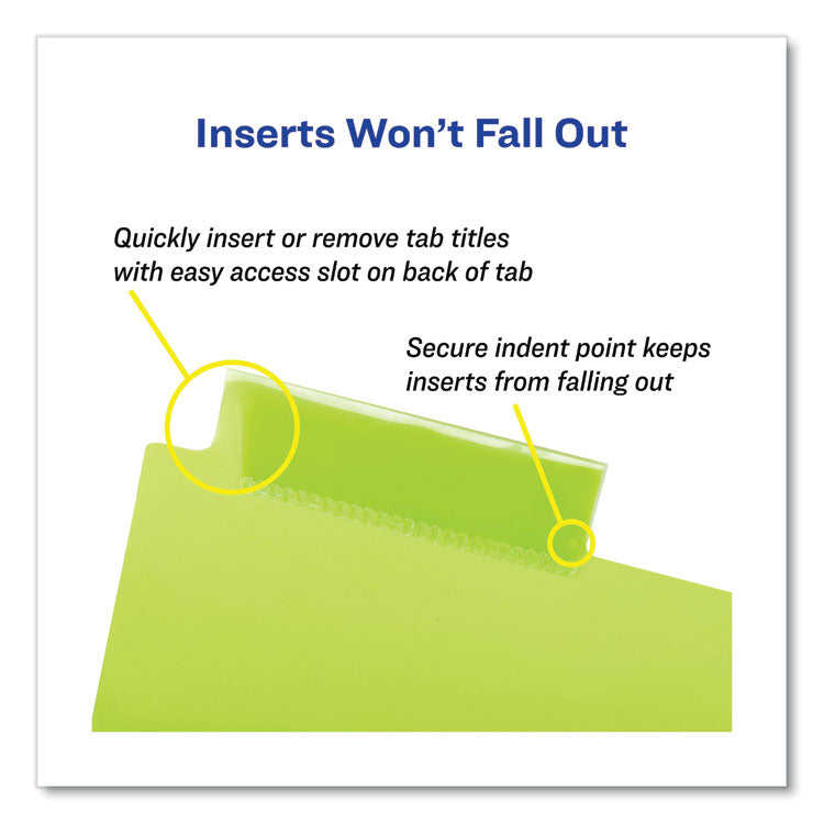 Insertable Big Tab Plastic 2-Pocket Dividers, 8-Tab, 11.13 X 9.25, Assorted, 1 Set