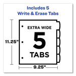 Write and Erase Durable Plastic Dividers with Slash Pocket, 3-Hold Punched, 5-Tab, 11.13 x 9.25, Assorted, 1 Set