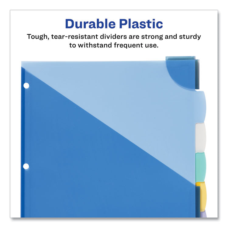 Write and Erase Big Tab Durable Plastic Dividers, Expandable Pocket, 3-Hole Punched, 5-Tab, 11 x 8.5, Assorted, 1 Set