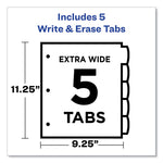 Write and Erase Durable Plastic Dividers with Straight Pocket, 5-Tab, 11.13 x 9.25, White, 1 Set