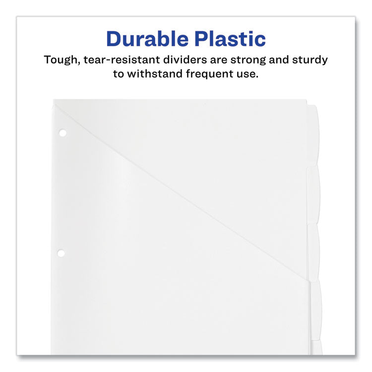Write and Erase Durable Plastic Dividers with Straight Pocket, 5-Tab, 11.13 x 9.25, White, 1 Set