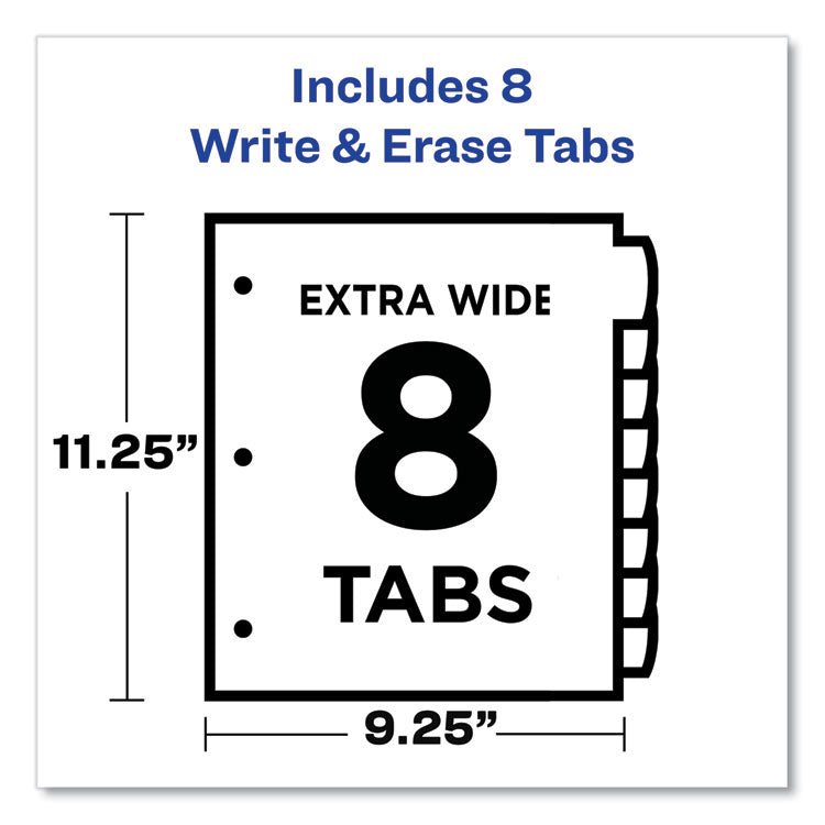 Write and Erase Durable Plastic Dividers with Straight Pocket, 8-Tab, 11.13 x 9.25, White, 1 Set