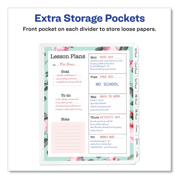 Write and Erase Durable Plastic Dividers with Straight Pocket, 8-Tab, 11.13 x 9.25, White, 1 Set