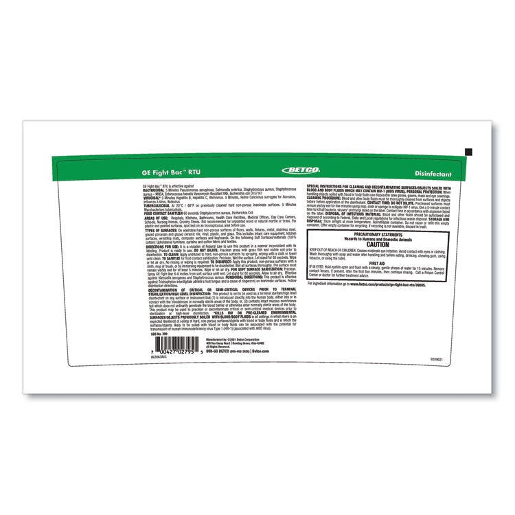 Fight Bac RTU Disinfectant, Fresh Scent, 5 gal Pail