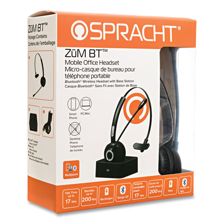 ZuM BT Mobile Office Monaural Over The Head Headset, Black