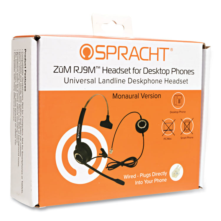 ZuM ZuMRJ9M Monaural Over The Head Headset, Black