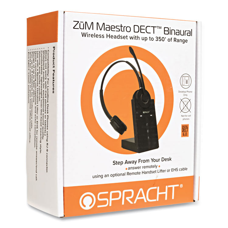 ZuM Maestro DECT Binaural Over The Head Headset, Black