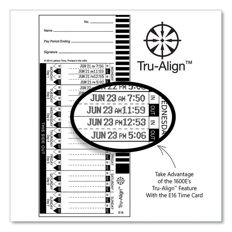 1600E Tru-Align Time Clock and Stamp, Digital Display, Dark Gray