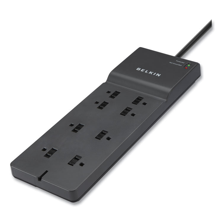 Home/Office Surge Protector, 8 AC Outlets, 8 ft Cord, 2,500 J, Black