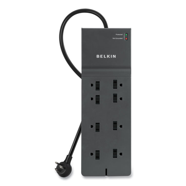 Home/Office Surge Protector, 8 AC Outlets, 8 ft Cord, 2,500 J, Black