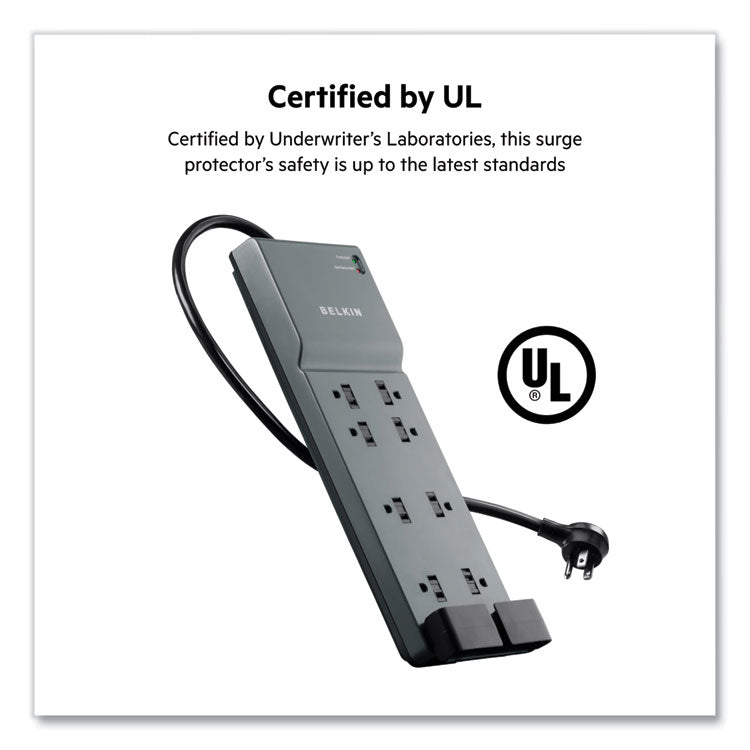 Home/Office Surge Protector, 8 AC Outlets, 6 ft Cord, 3,390 J, White