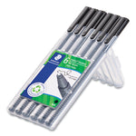 Triplus Fineliner Porous Point Pen, Stick, Fine 0.3 mm, Black Ink, Clear Barrel, 6/Pack