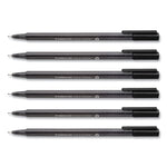 Triplus Fineliner Porous Point Pen, Stick, Fine 0.3 mm, Black Ink, Clear Barrel, 6/Pack