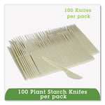 EcoSense Renewable Plant Starch Cutlery, Knife, Plastic, Cream, 50/Pack