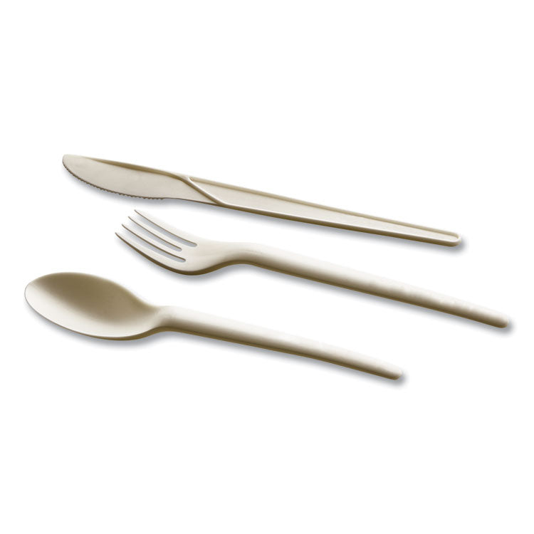 EcoSense Renewable Plant Starch Cutlery, Knife, Plastic, Cream, 50/Pack