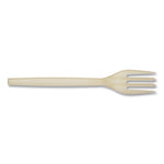 EcoSense Renewable Plant Starch Cutlery, Fork, Plastic, Cream, 50/Pack