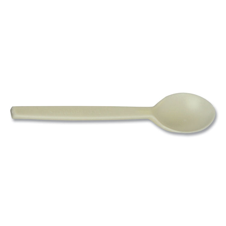 EcoSense Renewable Plant Starch Cutlery, Spoon, Plastic, Cream, 50/Pack