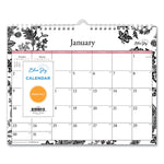 Analeis Wall Calendar, Floral Artwork, 11 x 8.75, White/Black/Coral Sheets, 12-Month (Jan to Dec): 2025