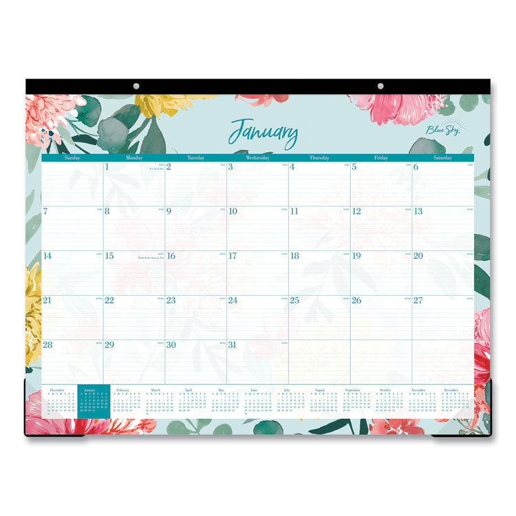 Reflections Desk Pad Calendar, Floral Artwork, 22 x 17, Assorted Sheet Colors, Black Binding, 12-Month (Jan to Dec): 2025