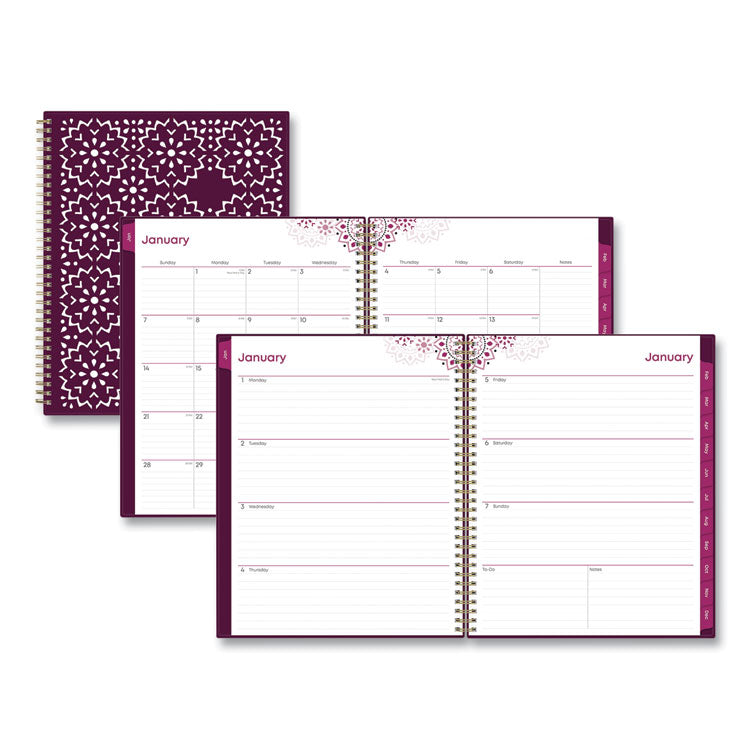 Gili Weekly/Monthly Planner, Jewel Tone Artwork, 11 x 8.5, Plum Cover, 12-Month (Jan to Dec): 2025