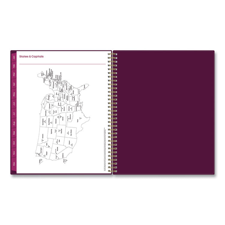 Gili Weekly/Monthly Planner, Jewel Tone Artwork, 11 x 8.5, Plum Cover, 12-Month (Jan to Dec): 2025