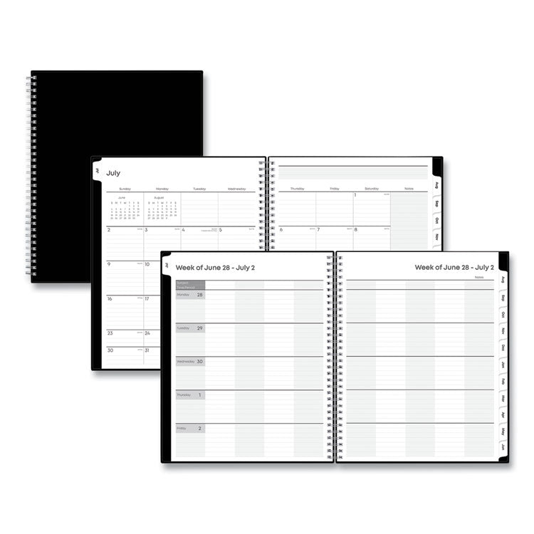 Teacher's Solid Black Weekly/Monthly Lesson Planner, 2025 to 2026, Nine Classes, Black Cover, (70) 11 x 8.5 Pages