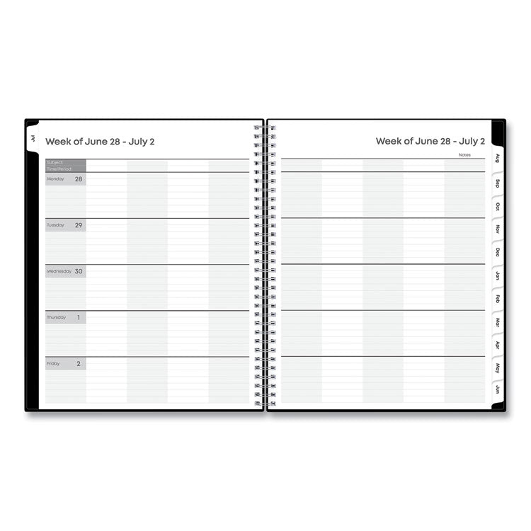Teacher's Solid Black Weekly/Monthly Lesson Planner, 2025 to 2026, Nine Classes, Black Cover, (70) 11 x 8.5 Pages