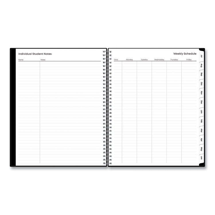 Teacher's Solid Black Weekly/Monthly Lesson Planner, 2025 to 2026, Nine Classes, Black Cover, (70) 11 x 8.5 Pages