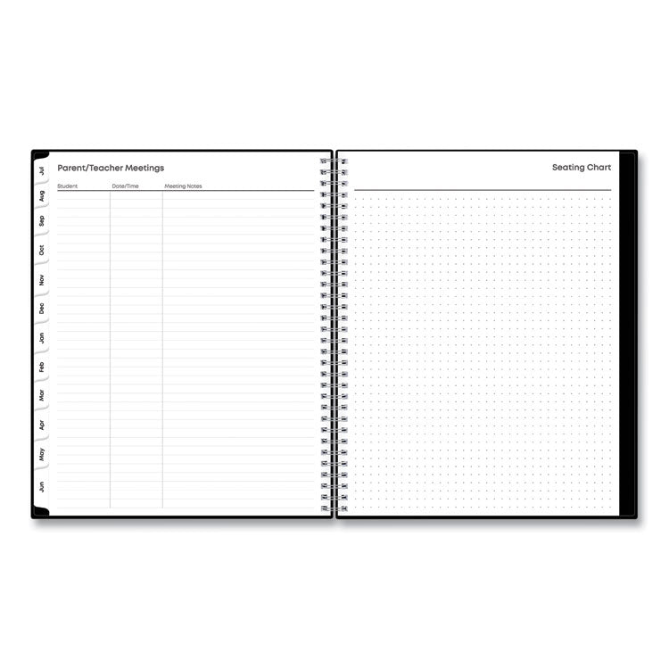 Teacher's Solid Black Weekly/Monthly Lesson Planner, 2025 to 2026, Nine Classes, Black Cover, (70) 11 x 8.5 Pages