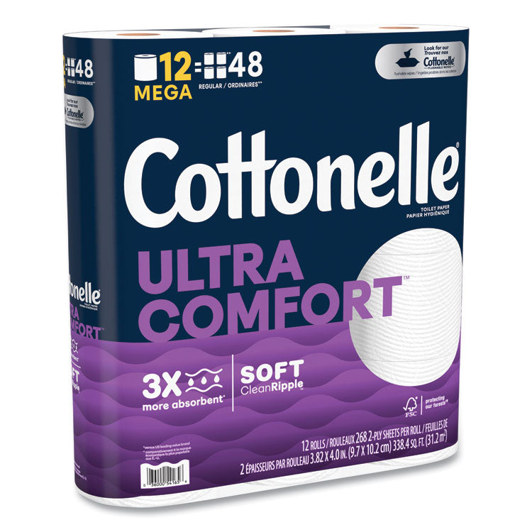 Ultra ComfortCare Toilet Paper, Soft Tissue, Mega Rolls, Septic Safe, 2-Ply, White, 284/Roll, 12 Rolls/Pack, 48 Rolls/Carton