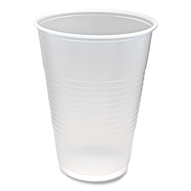RK Ribbed Cold Drink Cups, 10 oz, Plastic, Clear, 100/Sleeve, 25 Sleeves/Carton