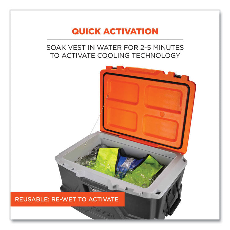 Chill-Its 6665 Embedded Polymer Cooling Vest with Zipper, Nylon/Polymer, Large, Lime