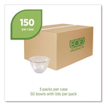 Renewable and Compostable Salad Bowls with Lids, 48 oz, Clear, Plastic, 150/Carton
