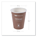 World Art Renewable and Compostable Hot Cups, 8 oz, Paper, Brown/White, 50/Pack, 20 Packs/Carton