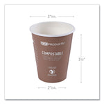 World Art Renewable and Compostable Hot Cups, 8 oz, Paper, Brown/White, 50/Pack
