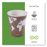 World Art Renewable and Compostable Hot Cups, 8 oz, Paper, Brown/White, 50/Pack