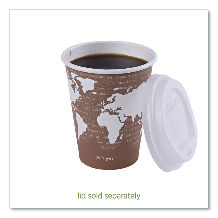 World Art Renewable and Compostable Hot Cups, 8 oz, Paper, Brown/White, 50/Pack