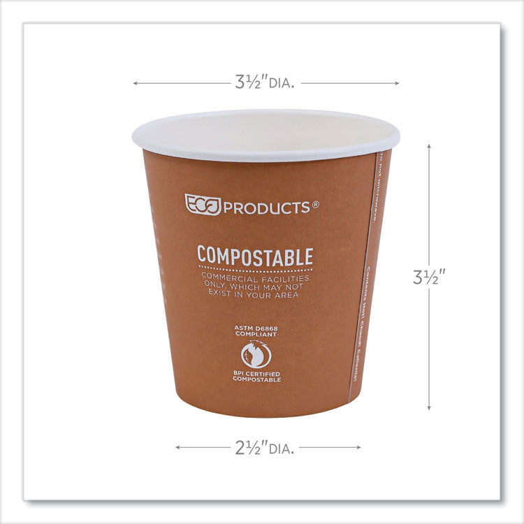 World Art Renewable and Compostable Hot Cups, 10 oz, Paper, Gray, 50/Pack, 20 Packs/Carton