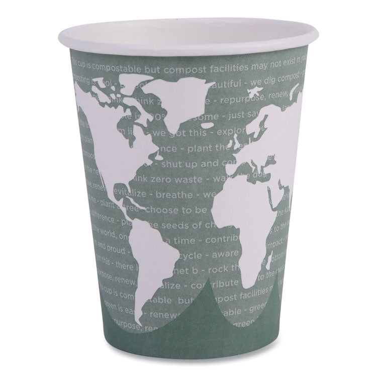 World Art Renewable and Compostable Hot Cups, 12 oz, Paper, Gray, 50/Pack, 20 Packs/Carton