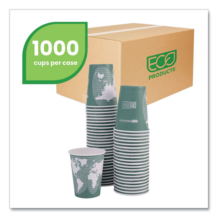 World Art Renewable and Compostable Hot Cups, 12 oz, Paper, Gray, 50/Pack