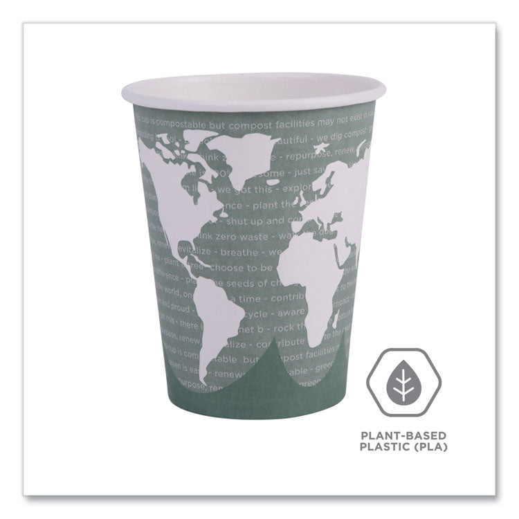 World Art Renewable and Compostable Hot Cups, 12 oz, Paper, Gray, 50/Pack