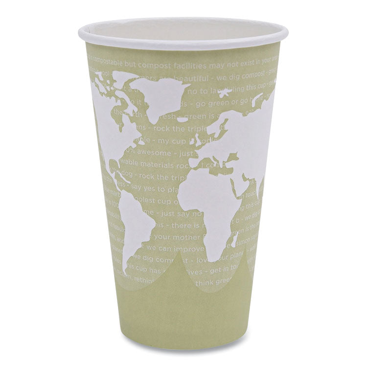 World Art Renewable and Compostable Hot Cups, 16 oz, Paper, Tan, 50/Pack, 20 Packs/Carton