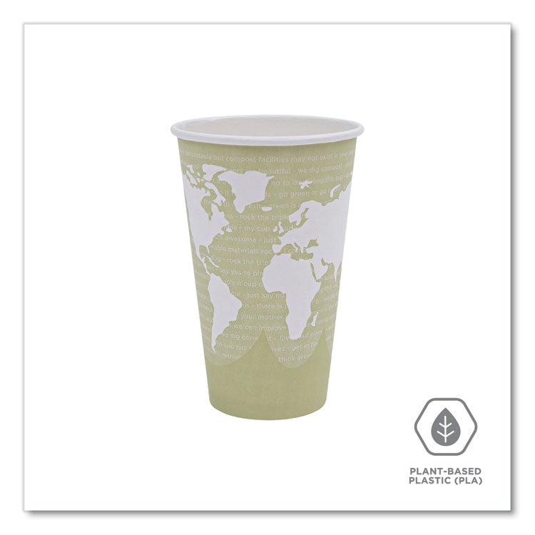 World Art Renewable and Compostable Hot Cups, 16 oz, Paper, Tan, 50/Pack, 20 Packs/Carton